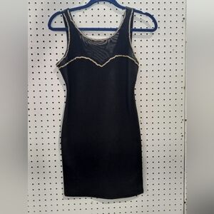 Forever 21 Black Mini Dress Chain Size S/P Mesh Top knit